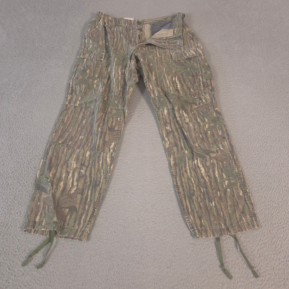 VINTAGE Realtree Pants Mens Medium Regular Green Bark Ripstop Sports Afield 90s